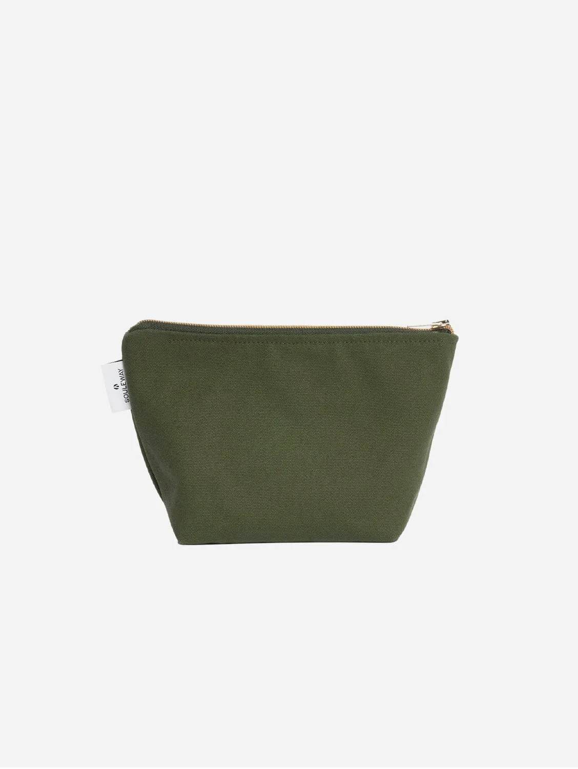 Natural Cotton Canvas Cosmetic Bag | Dark Olive