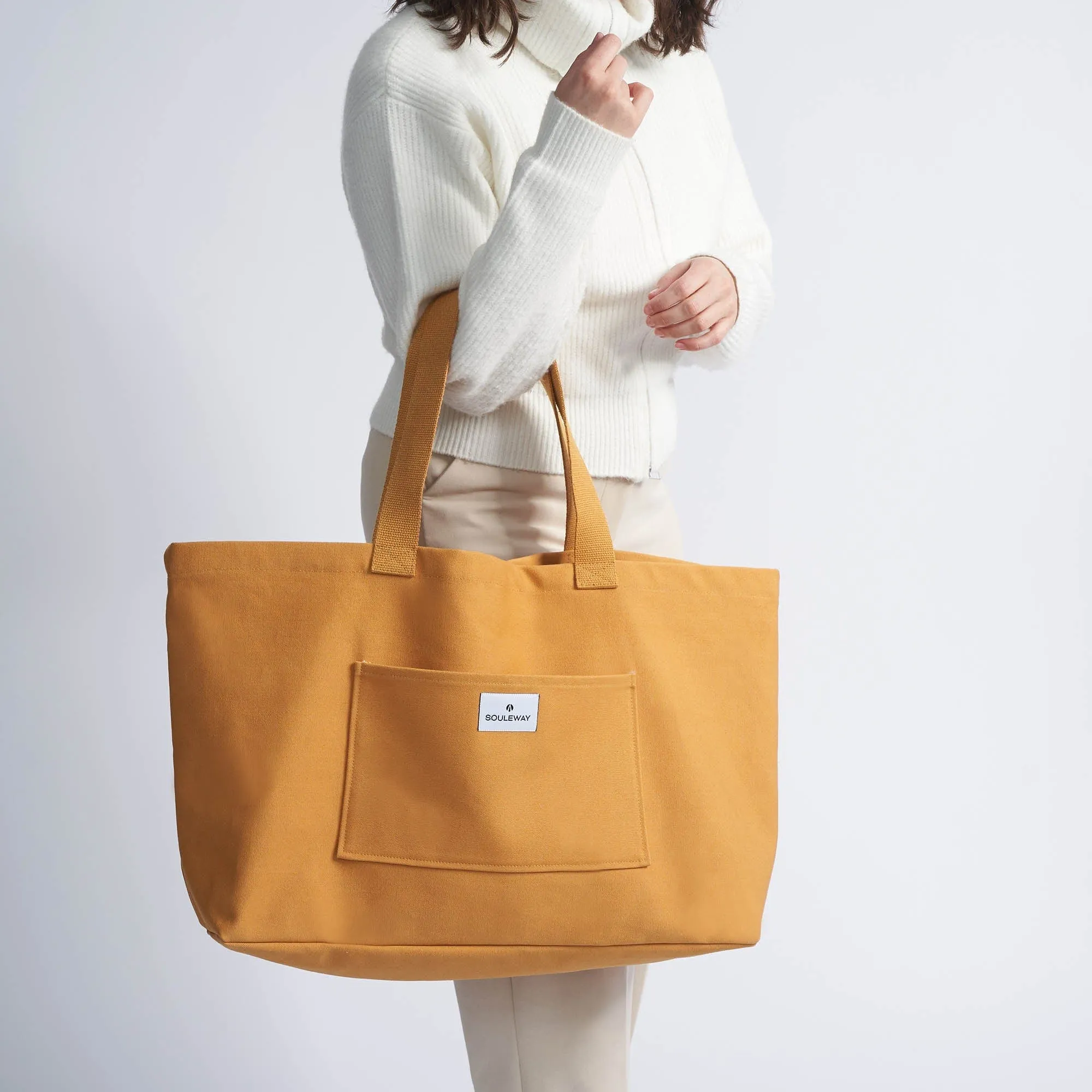 Natural Cotton Canvas Shopper | Mustard