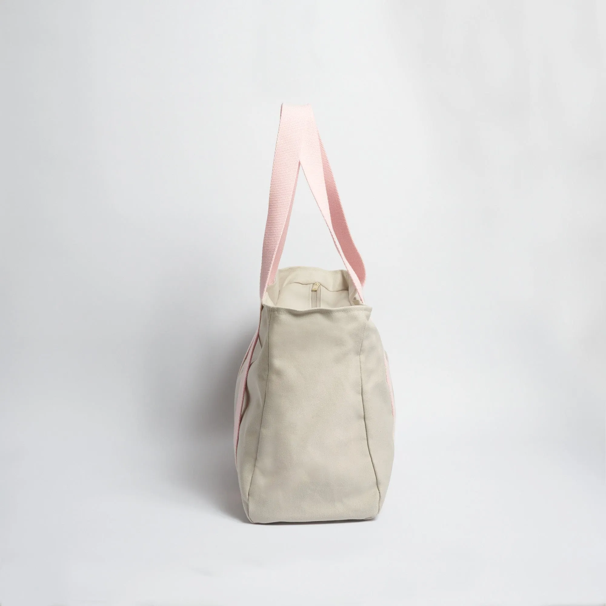 Natural Cotton Canvas Yoga Tote | Sand & Pink