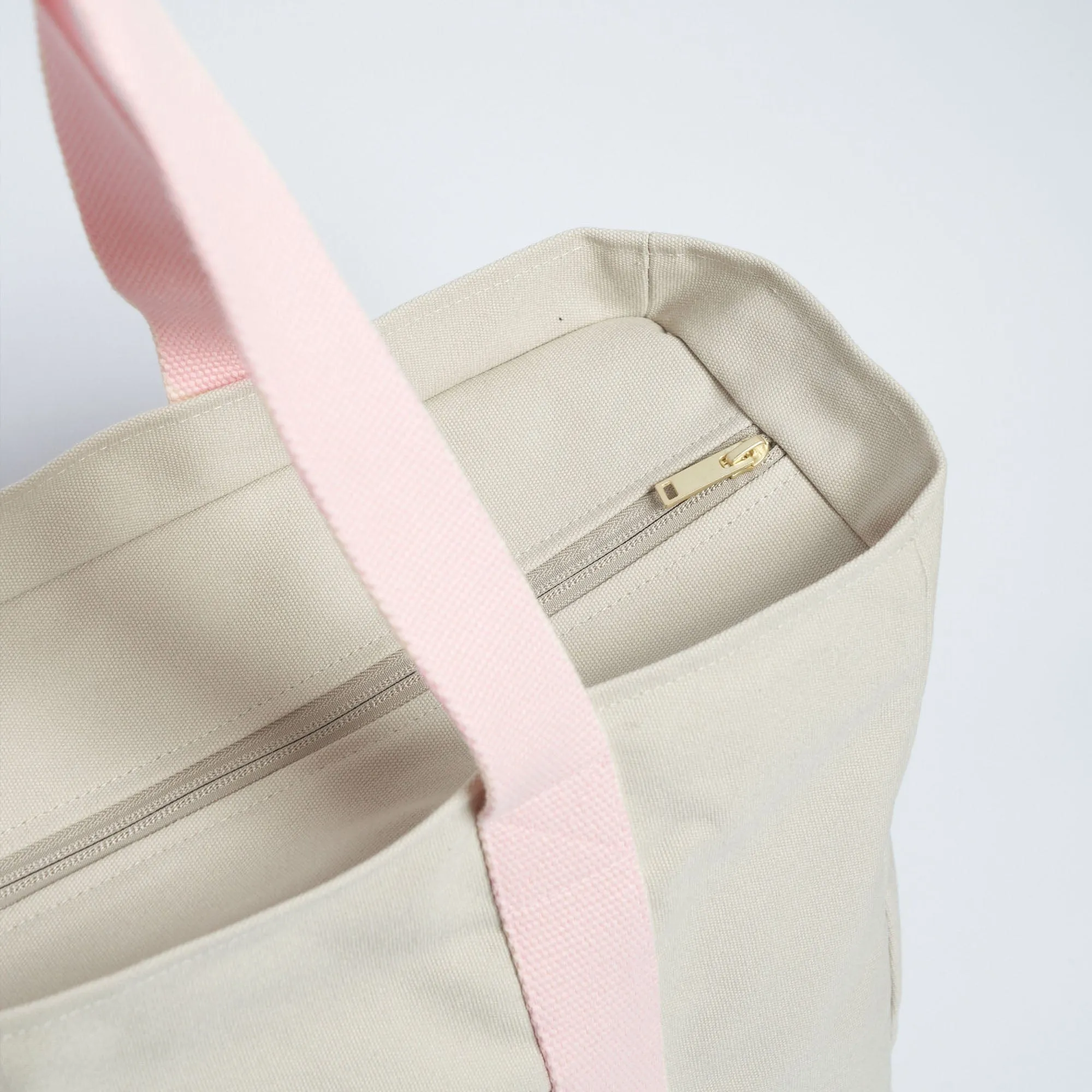 Natural Cotton Canvas Yoga Tote | Sand & Pink