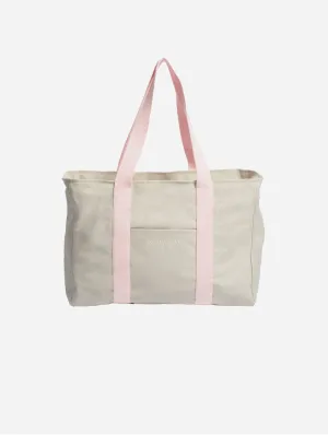 Natural Cotton Canvas Yoga Tote | Sand & Pink