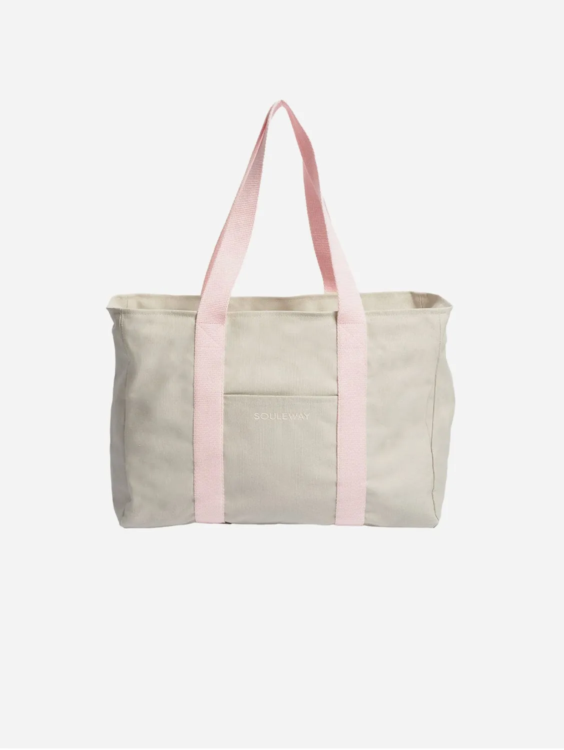 Natural Cotton Canvas Yoga Tote | Sand & Pink