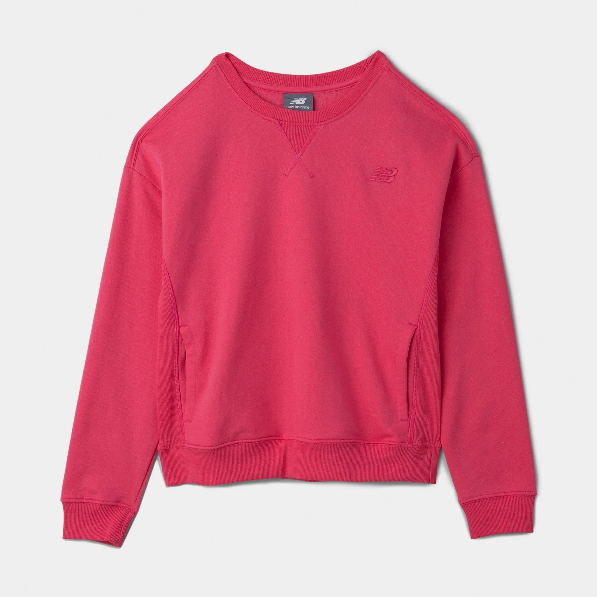 New Balance Junior Girls' Boxy Ribbed Crewneck / Dragon Berry