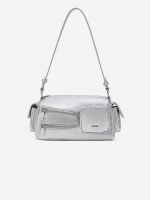 Nova Vegan Leather Shoulder Bag | Silver