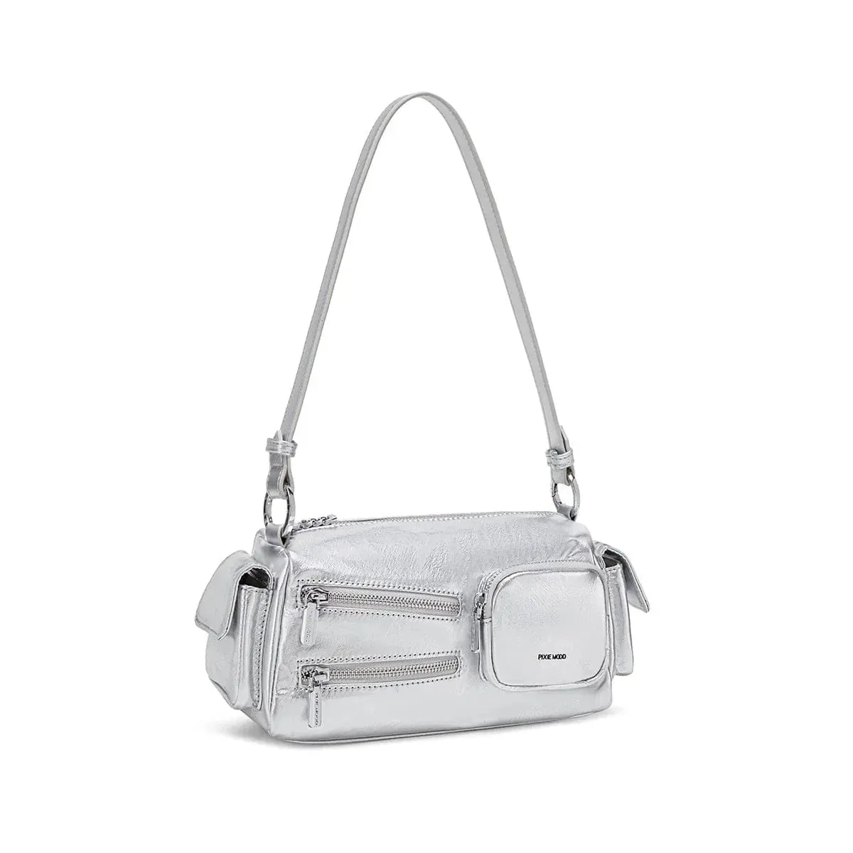 Nova Vegan Leather Shoulder Bag | Silver