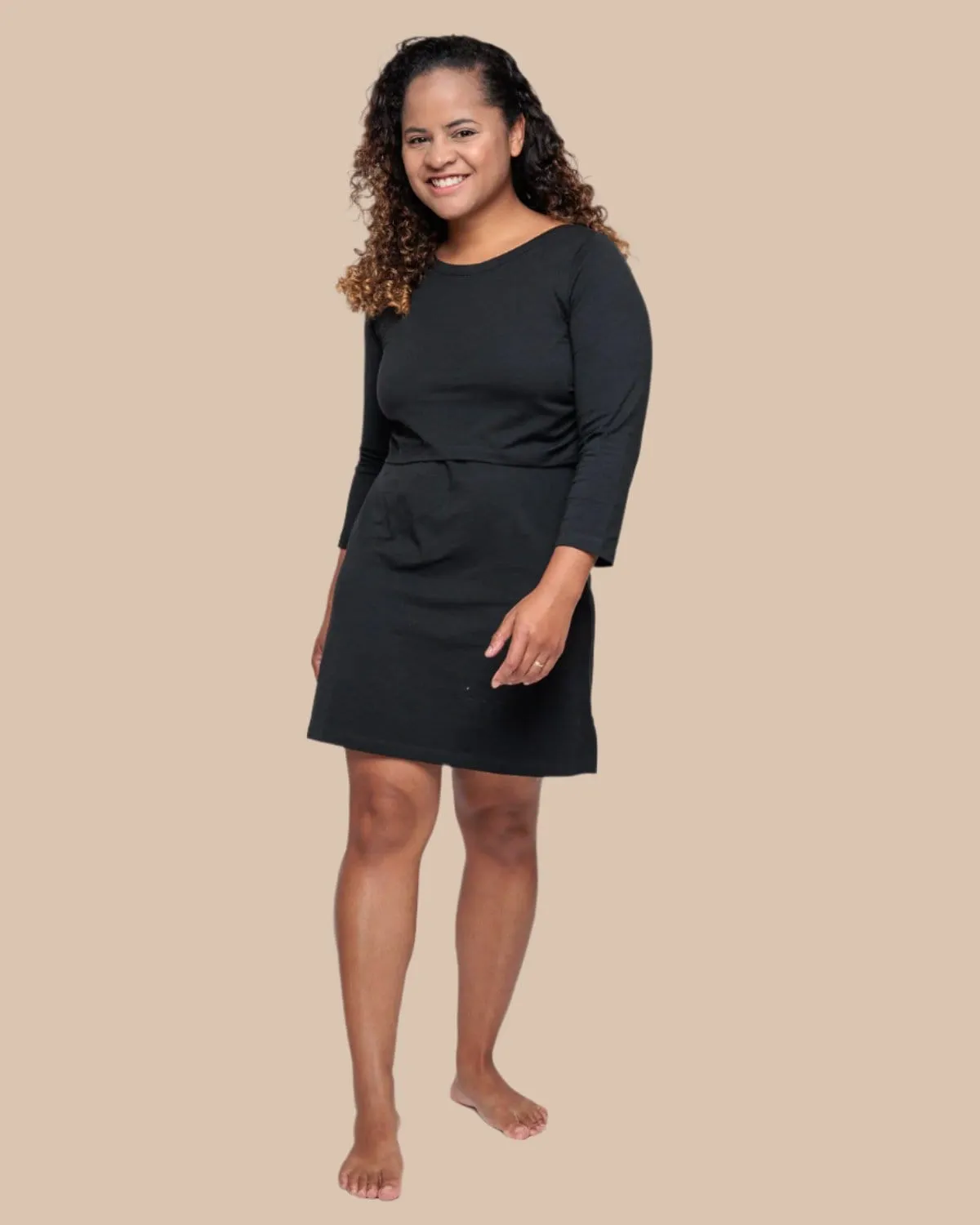Nursing Tunic Cotton Dress | Charcoal