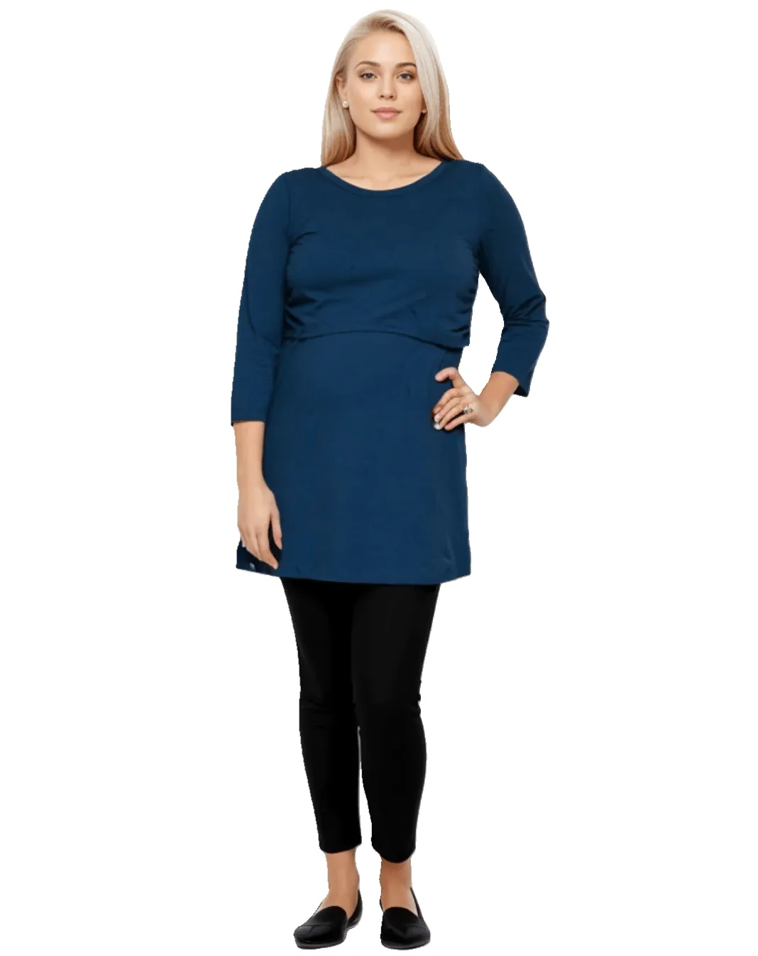 Nursing Tunic Cotton Dress | Navy