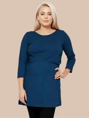 Nursing Tunic Cotton Dress | Navy
