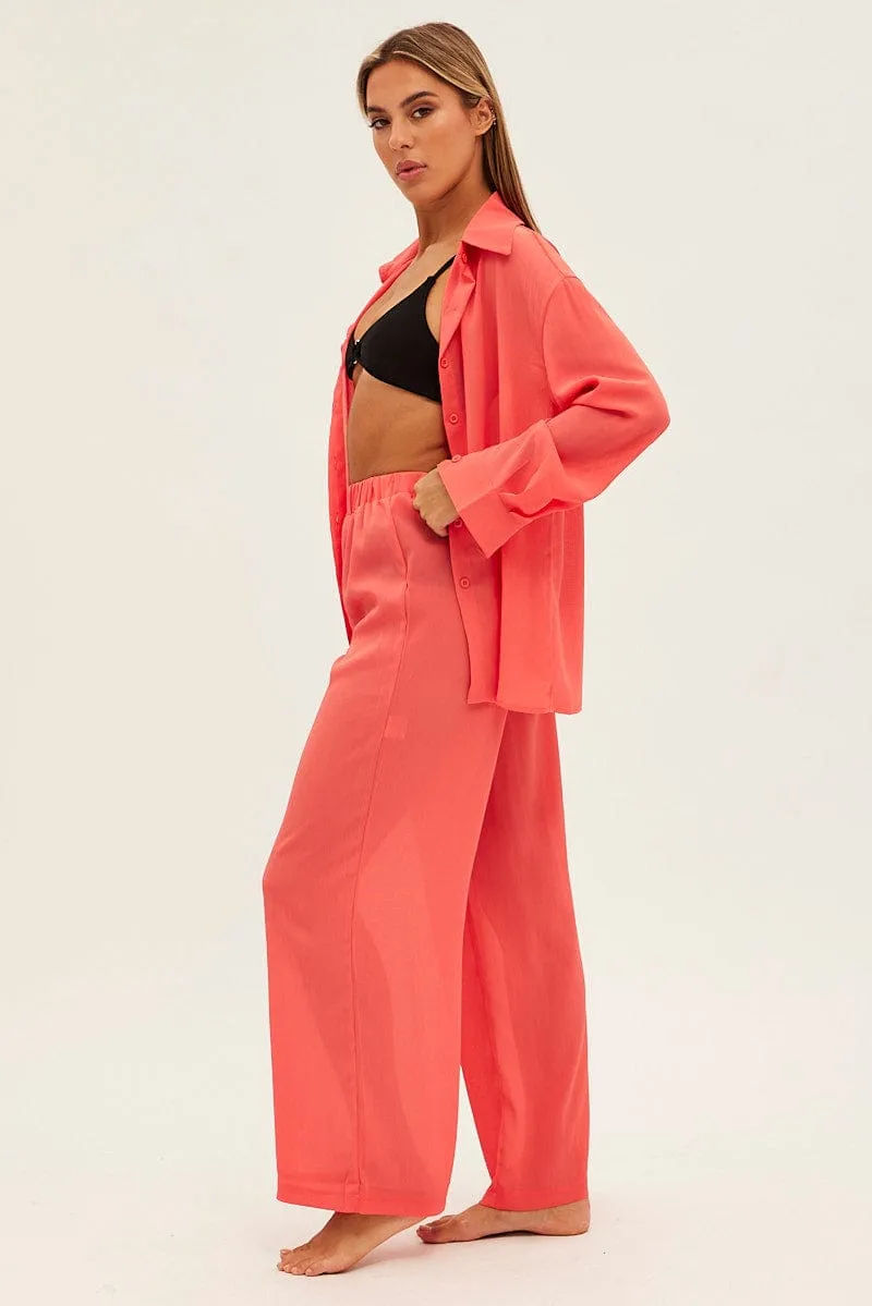 Orange See-Through Beachwear Set