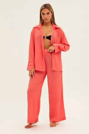 Orange See-Through Beachwear Set