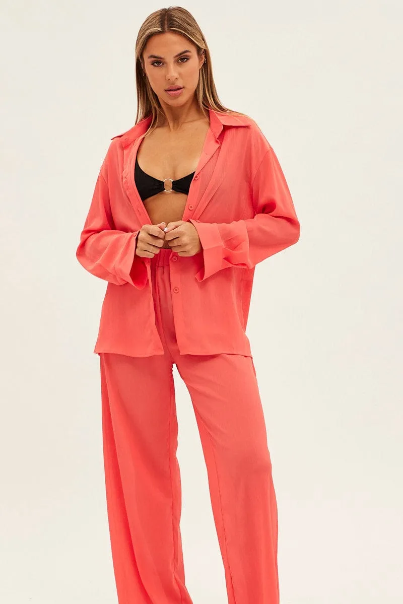 Orange See-Through Beachwear Set