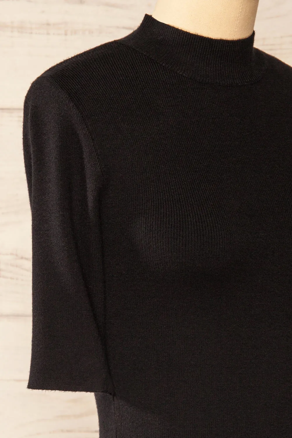 Palermo Black | Short Sleeve Mock Neck Top