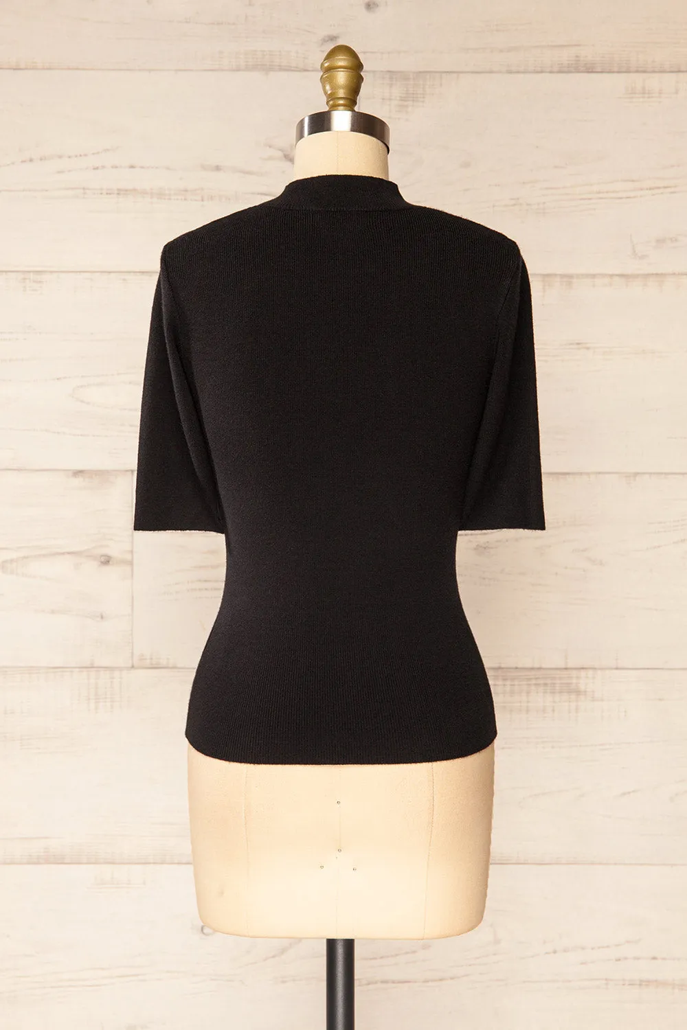 Palermo Black | Short Sleeve Mock Neck Top