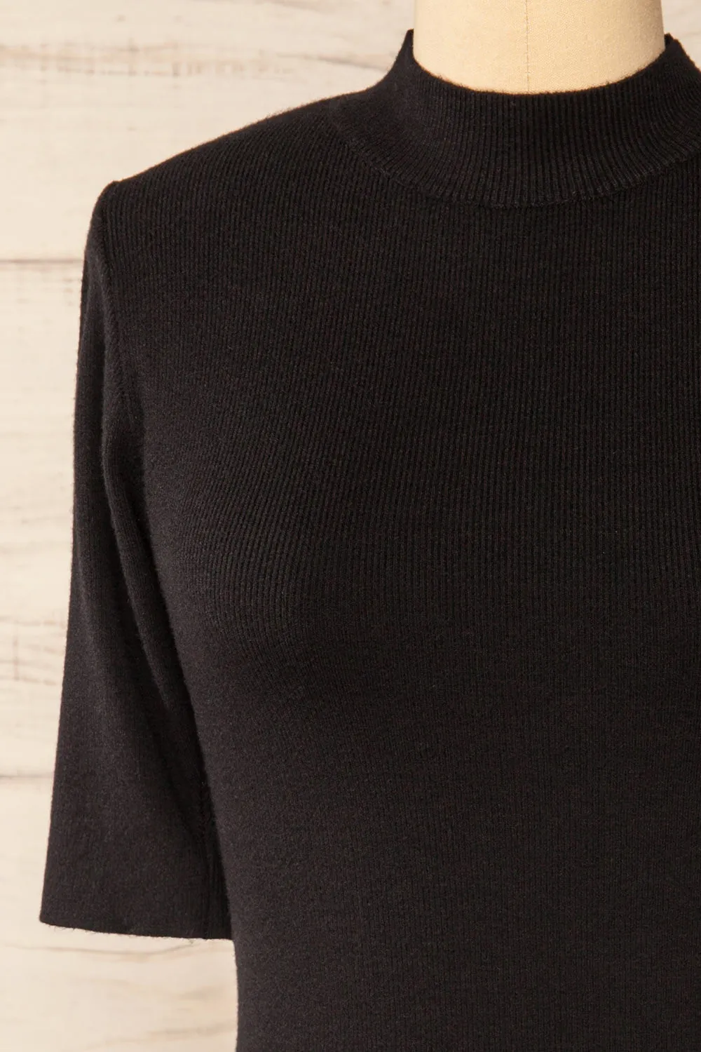 Palermo Black | Short Sleeve Mock Neck Top