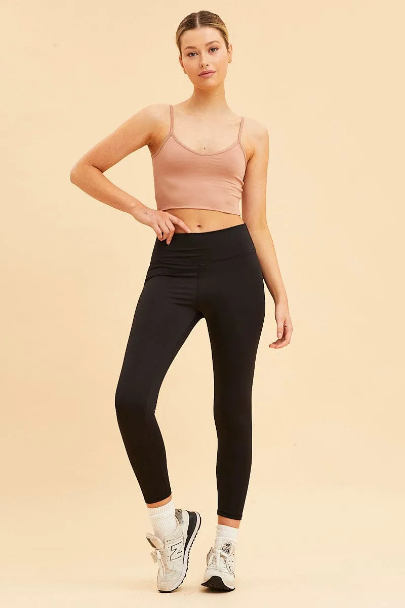 Pink Crop Cami Top Smooth Scoop Neck Sleeveless