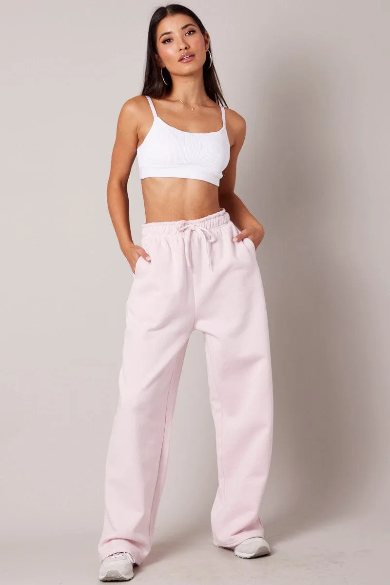 Pink Track Pants Wide Leg Pants