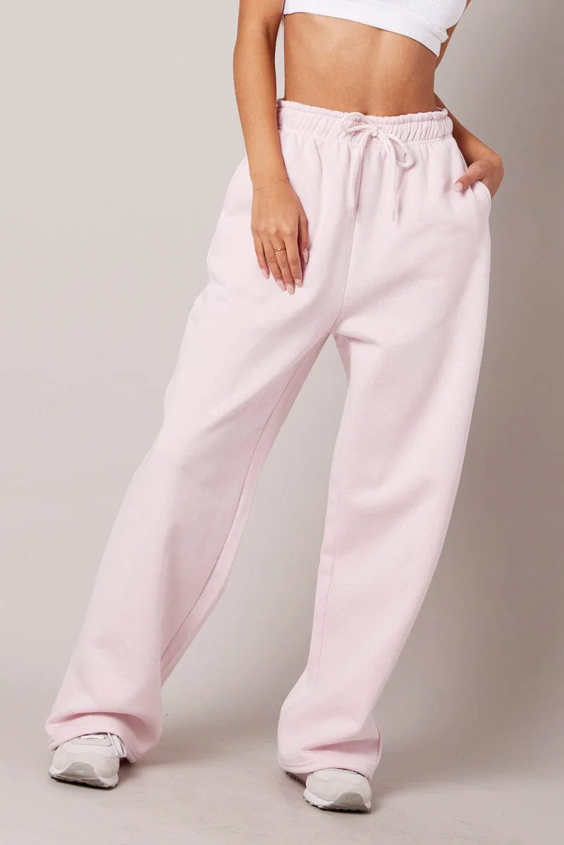 Pink Track Pants Wide Leg Pants