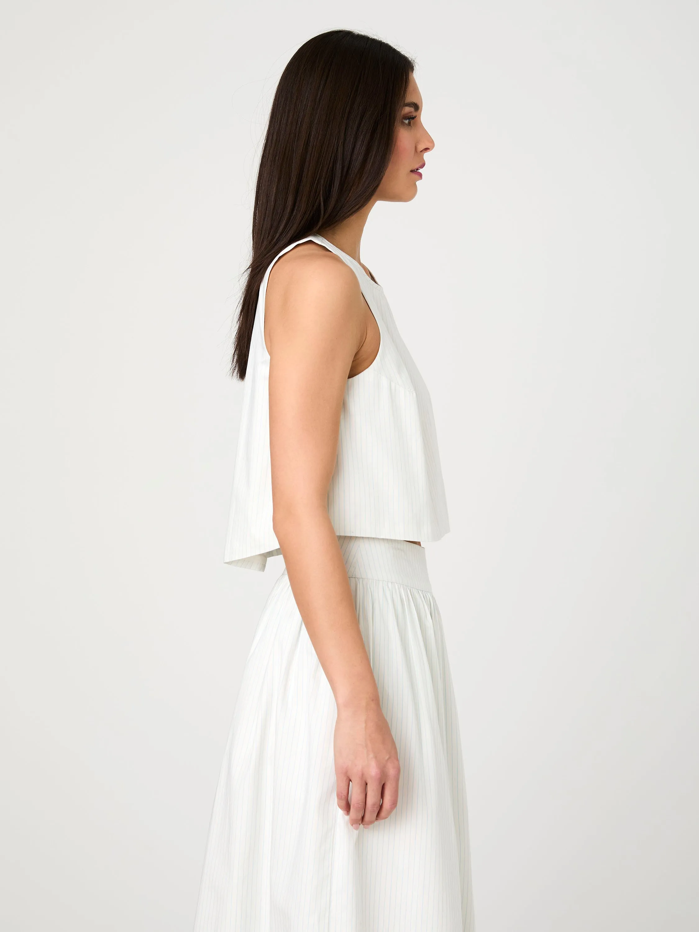 Pinstripe Poplin Shell Top