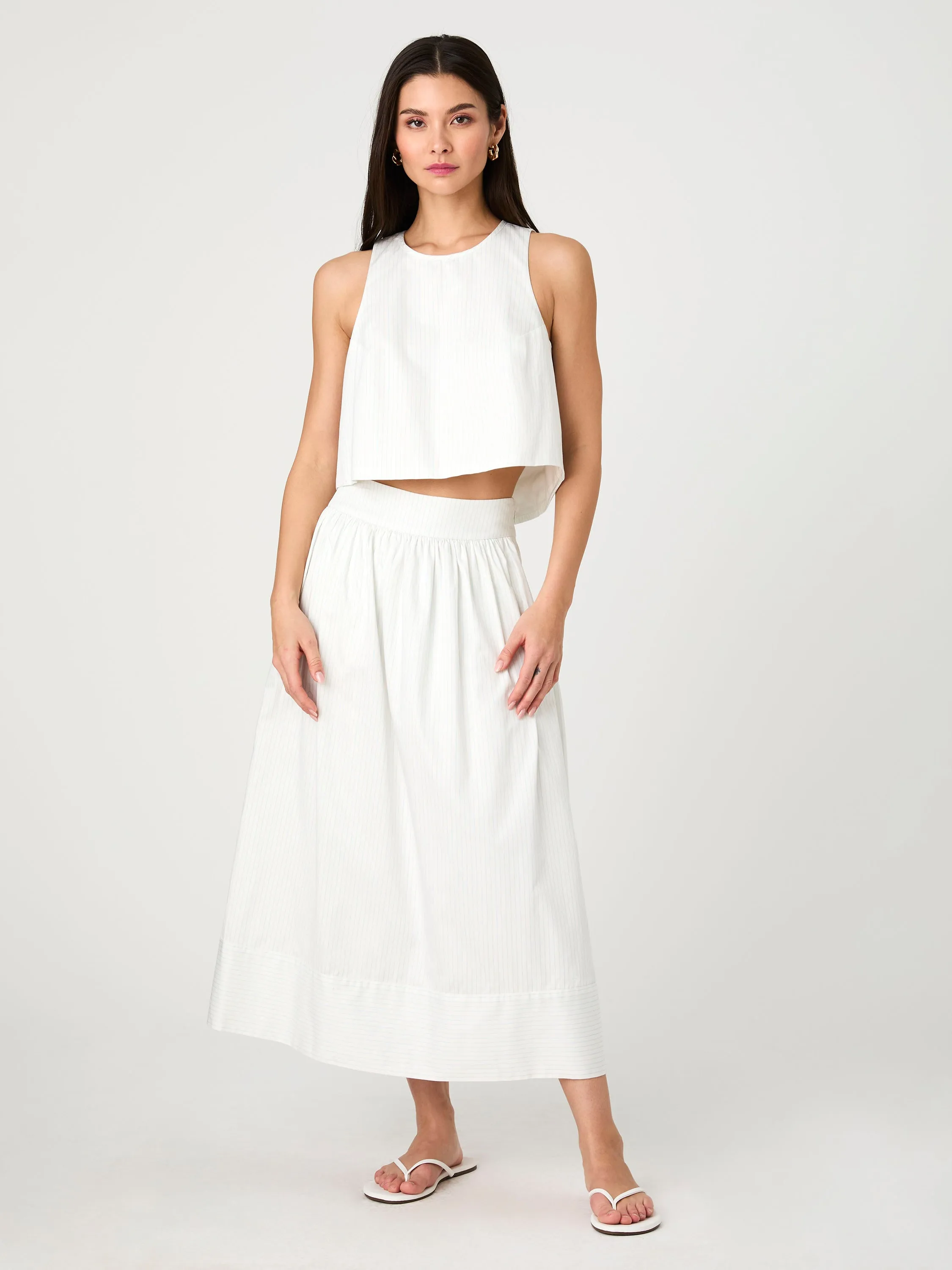Pinstripe Poplin Shell Top