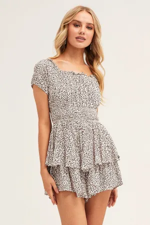 Print Playsuit Short Sleeve