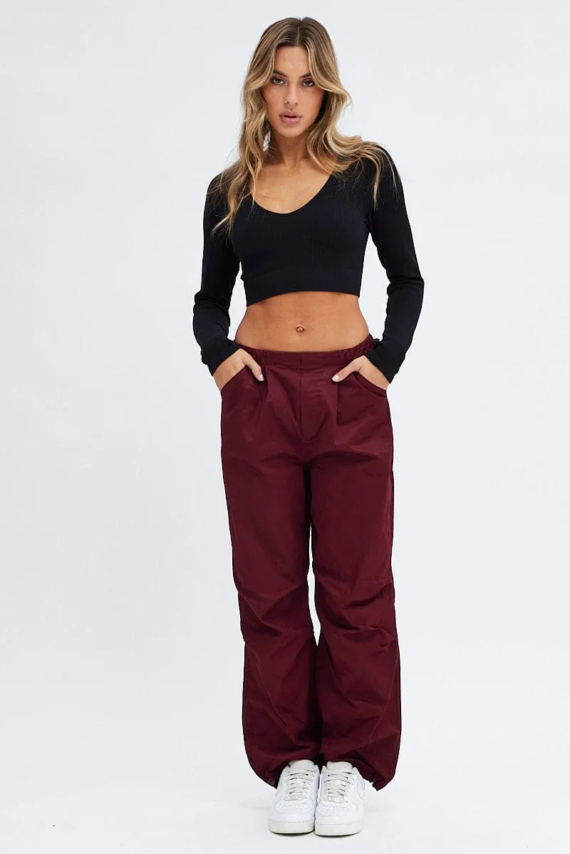 Purple Parachute Cargo Pants Low Rise
