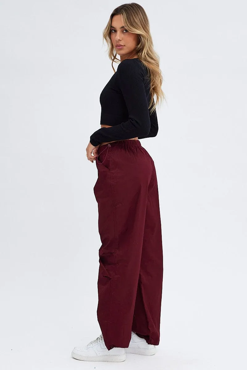 Purple Parachute Cargo Pants Low Rise