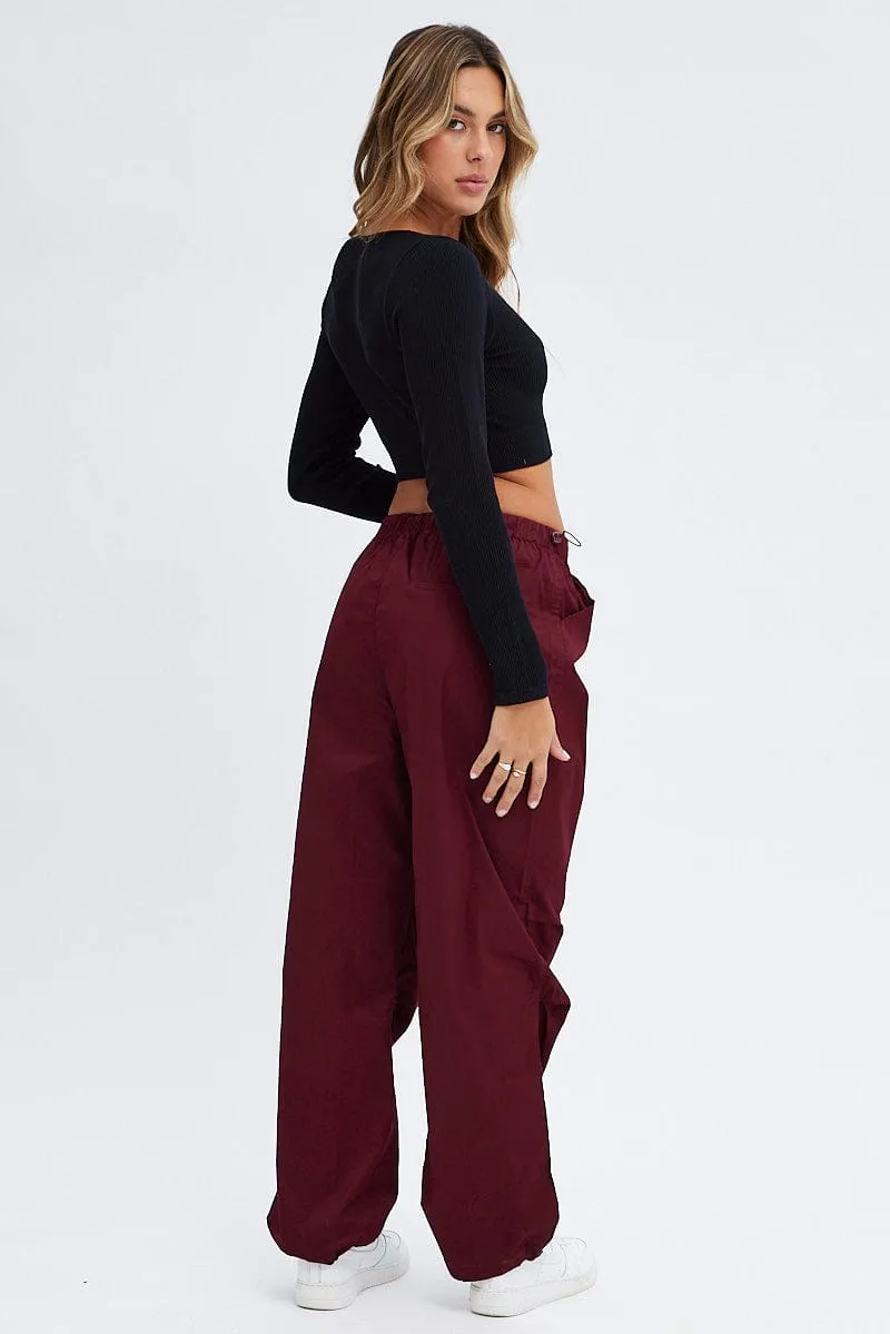 Purple Parachute Cargo Pants Low Rise