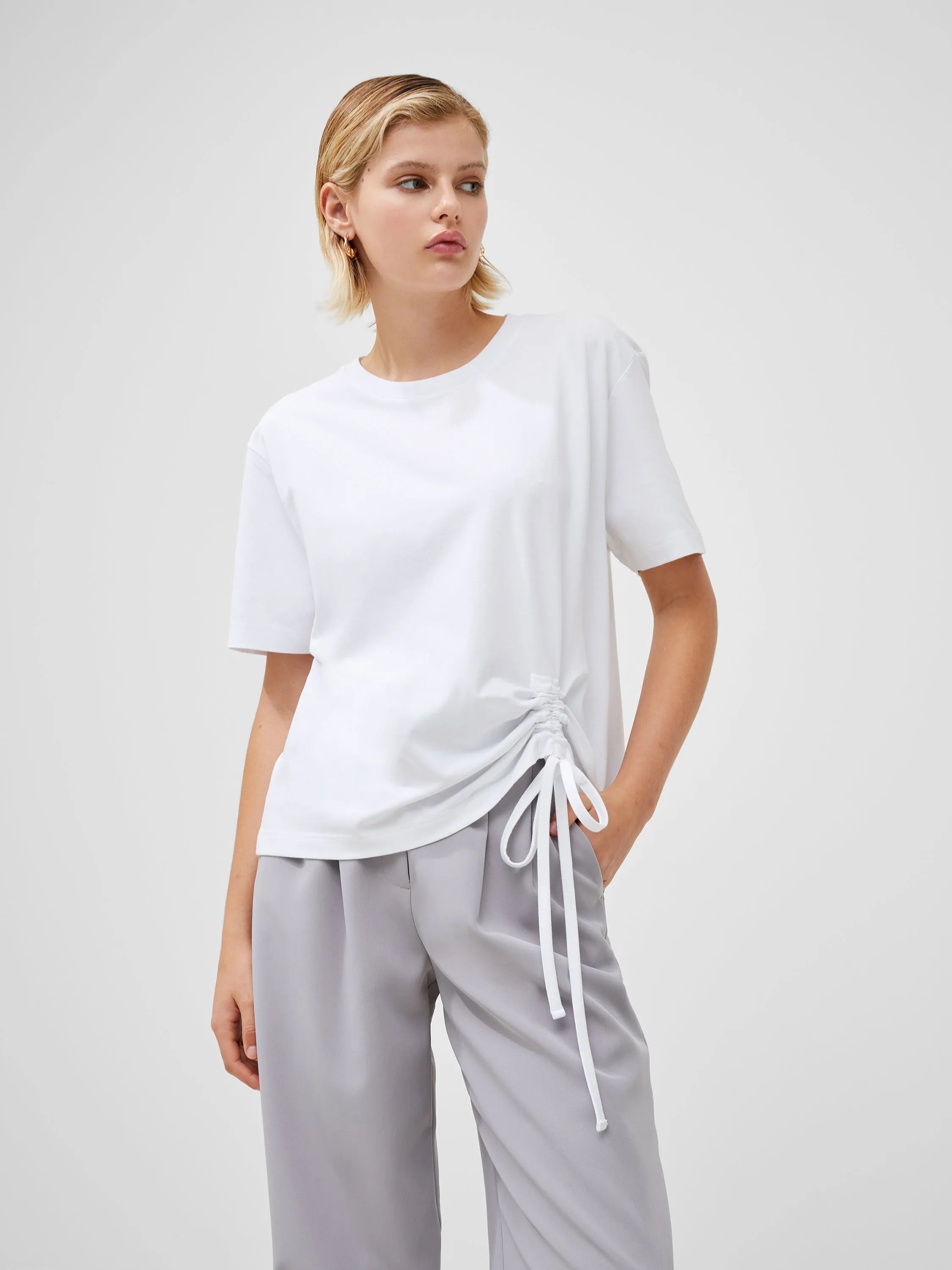 Rallie Cotton Rouched T-Shirt