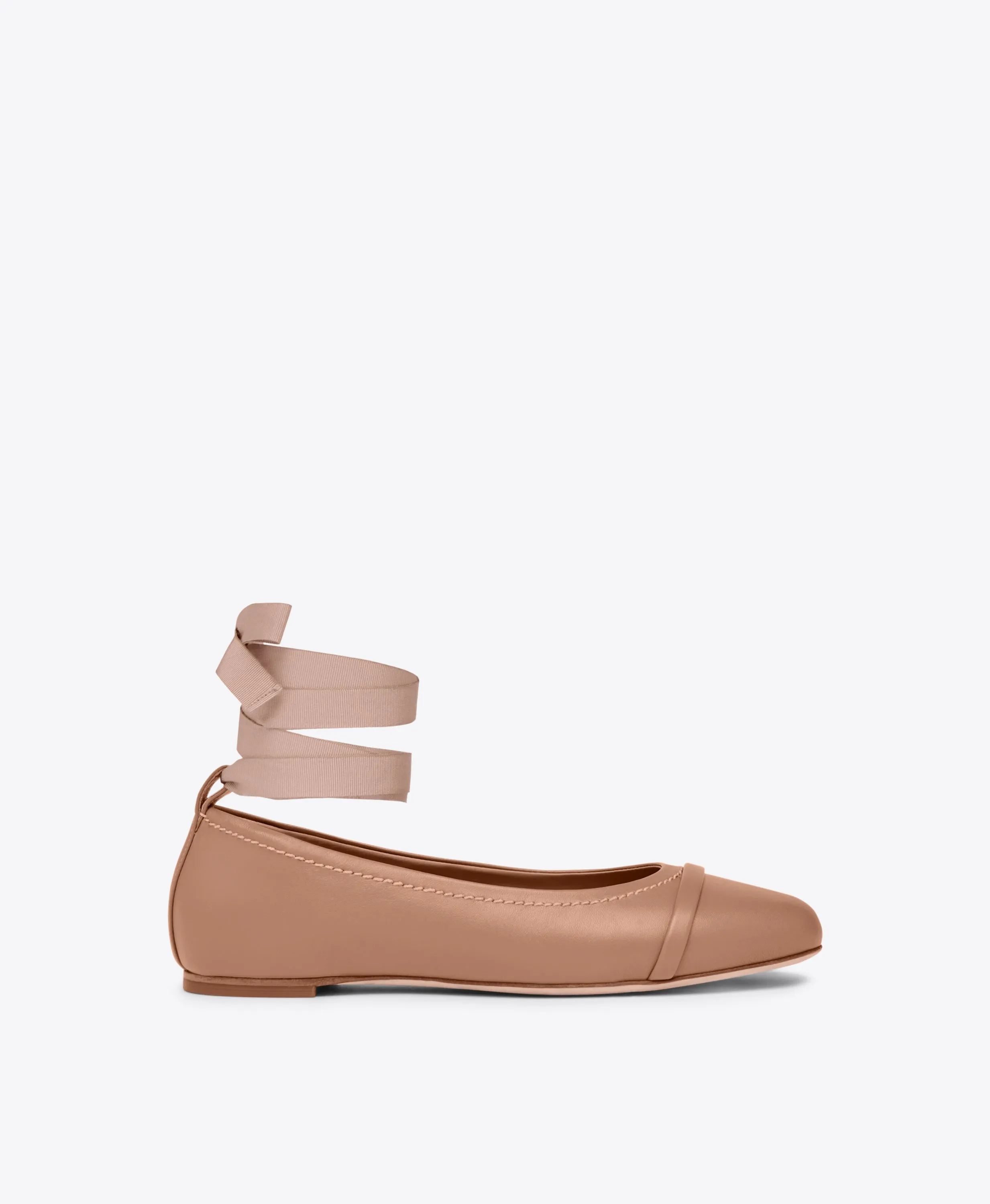 Sabina Blush Leather Flat Pumps