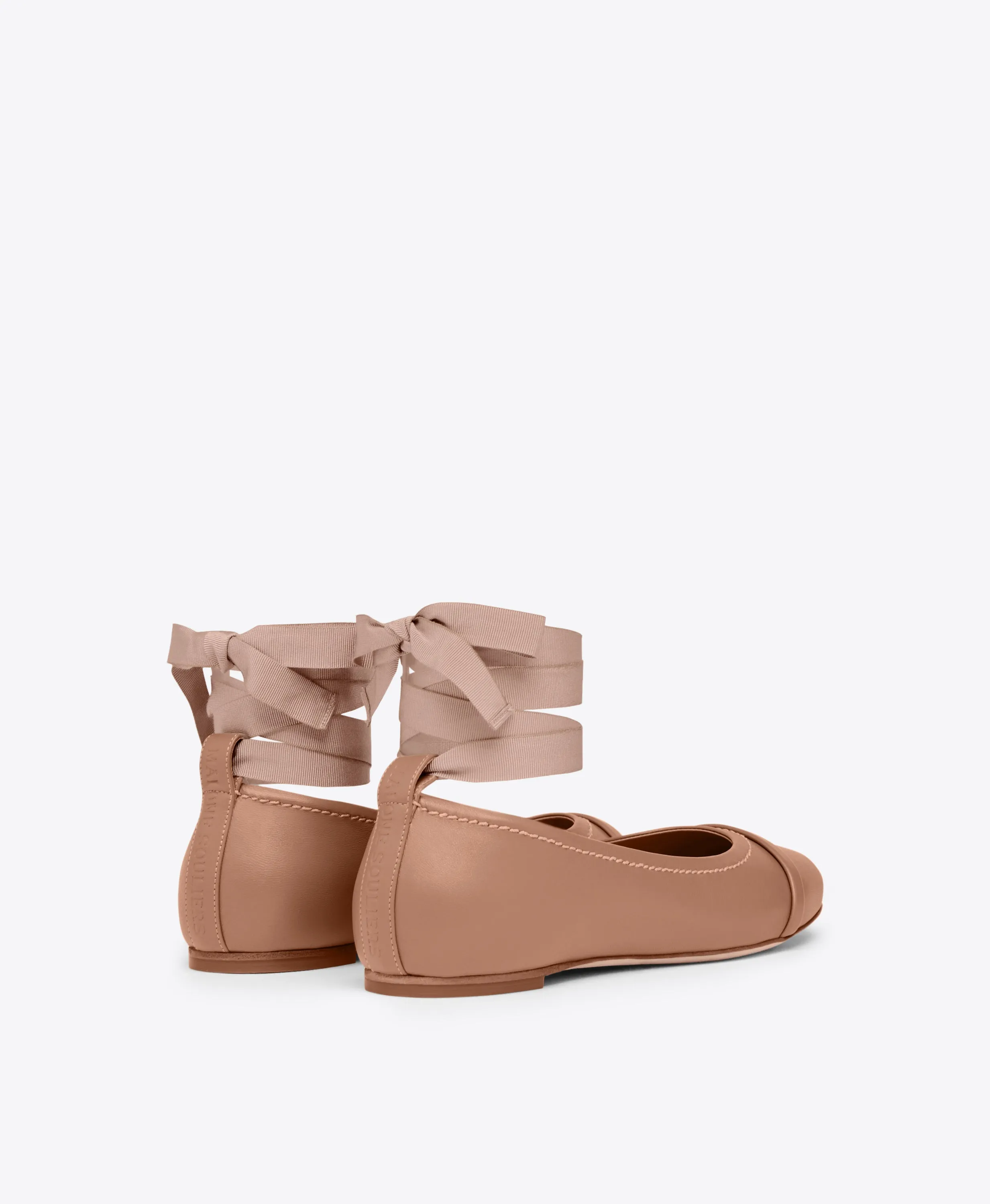Sabina Blush Leather Flat Pumps