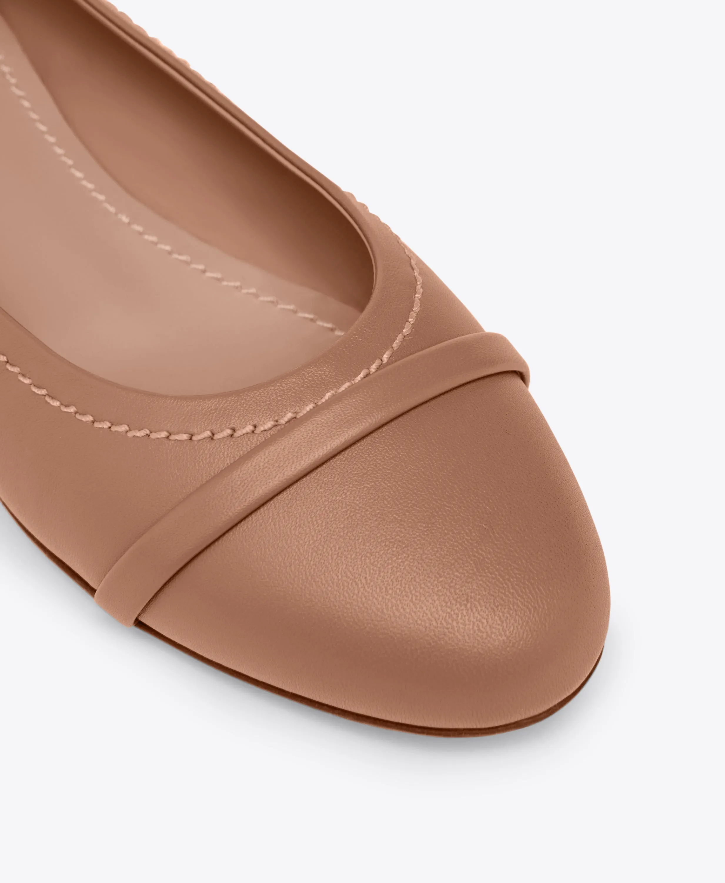 Sabina Blush Leather Flat Pumps