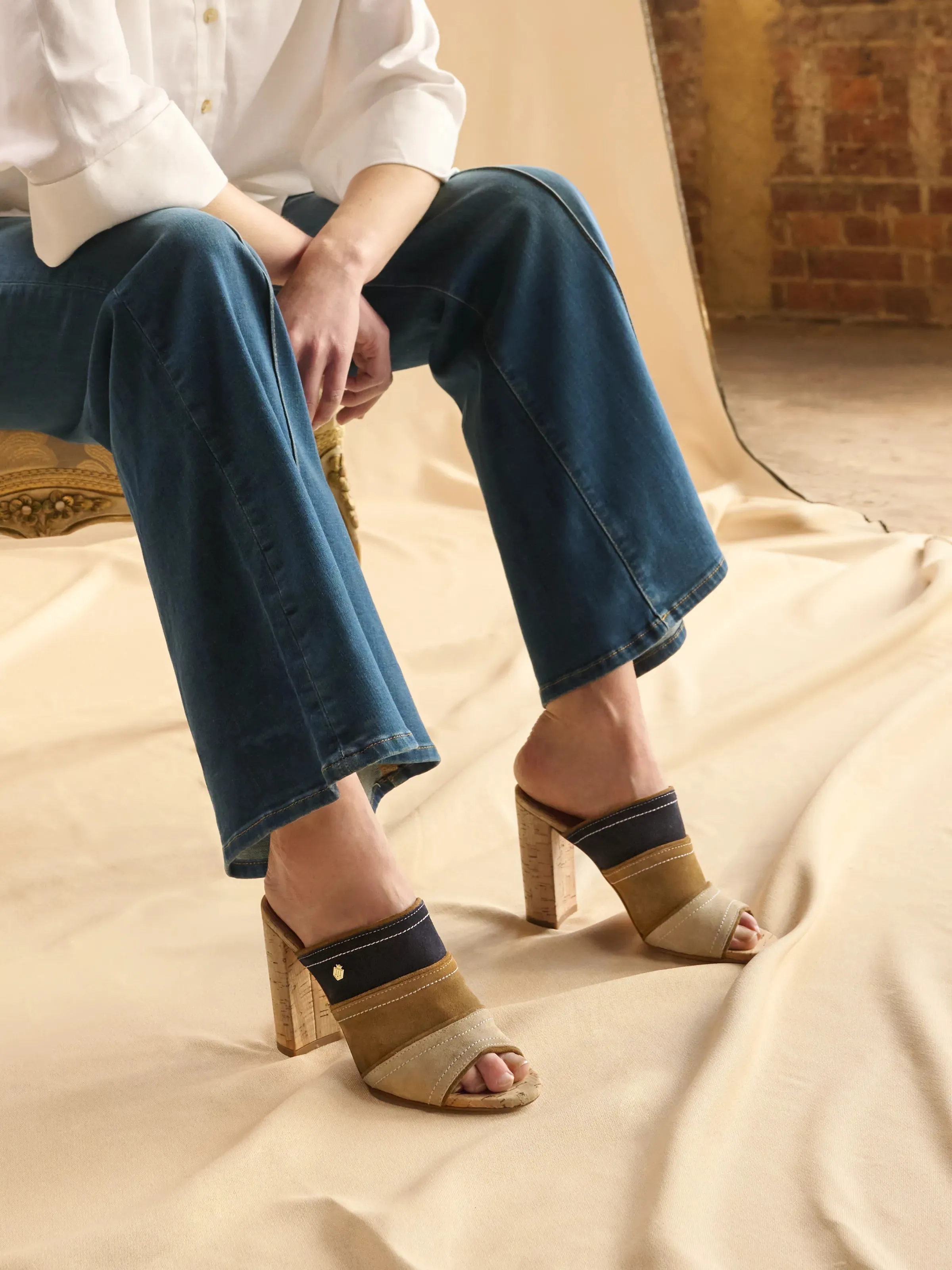Santorini Heeled Mule - Tri-Colour