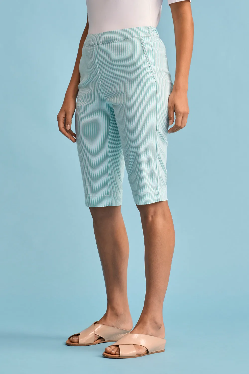 Seersucker Stripe Short - Turquoise Stripe