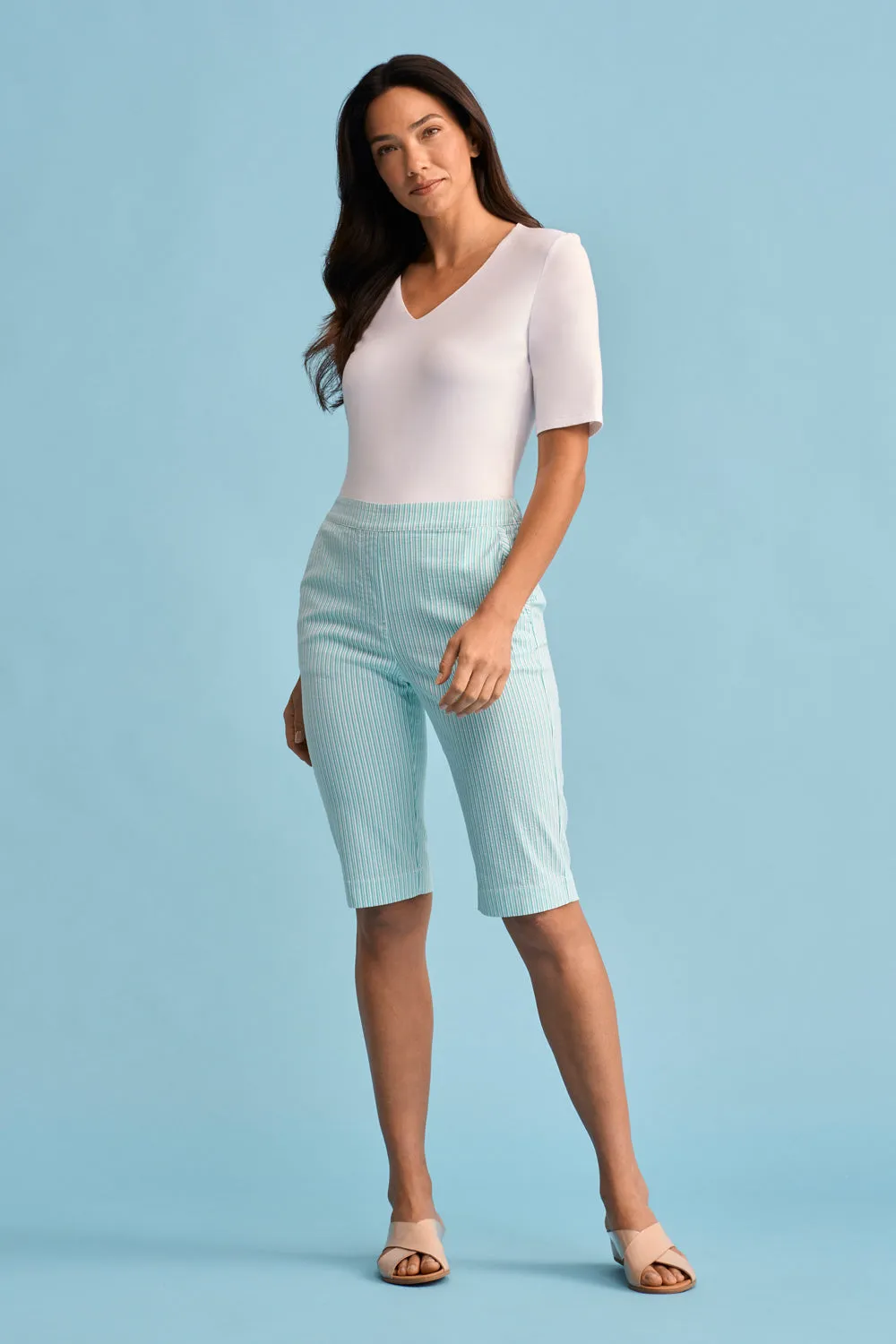 Seersucker Stripe Short - Turquoise Stripe