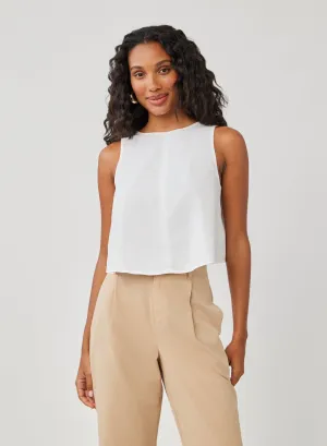 Sleeveless Button Back Top - White
