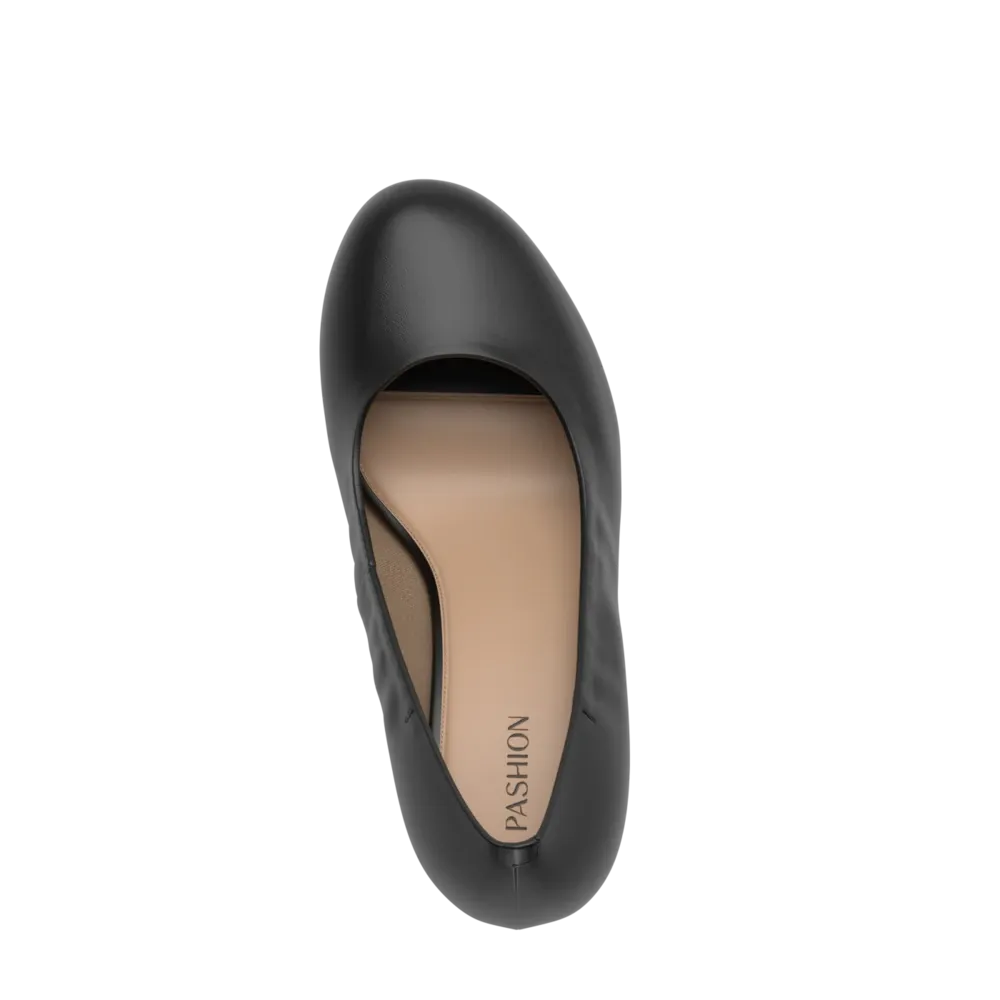The Ballet Pump - Coal Leather 3 Block