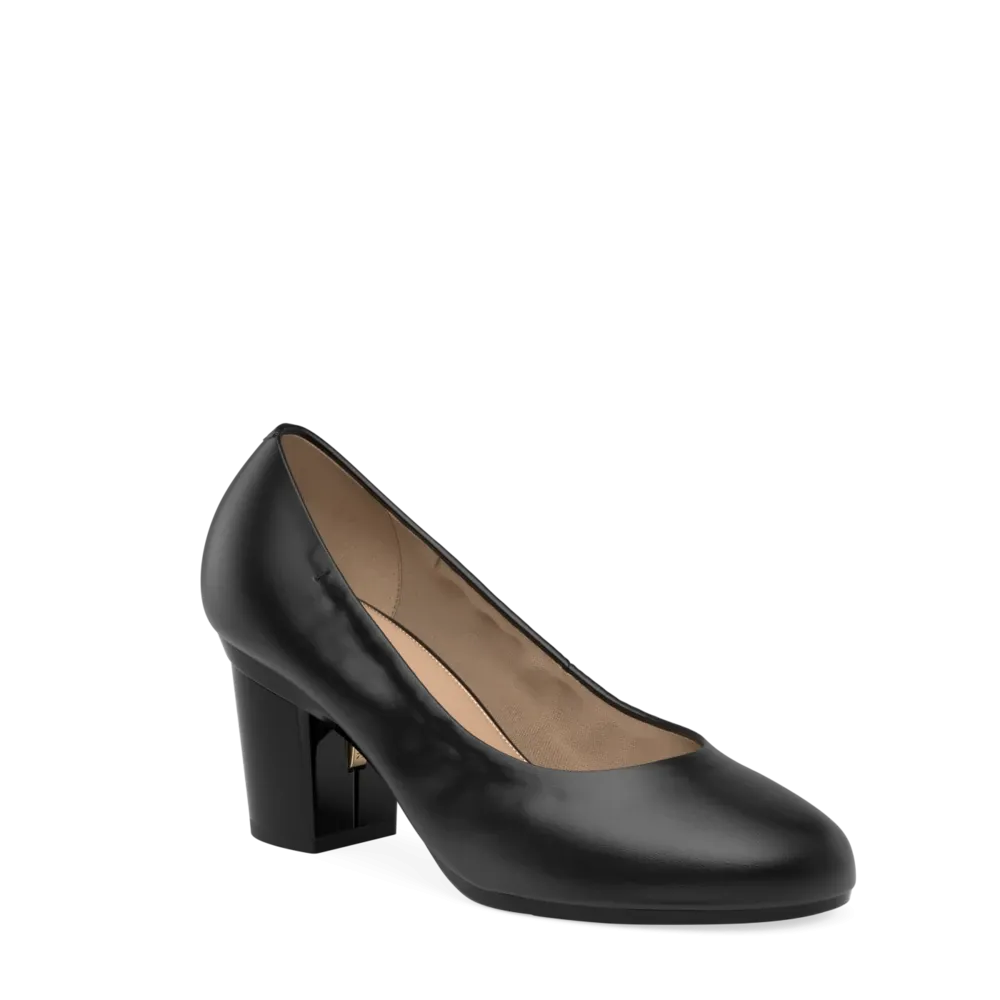 The Ballet Pump - Coal Leather 3 Block