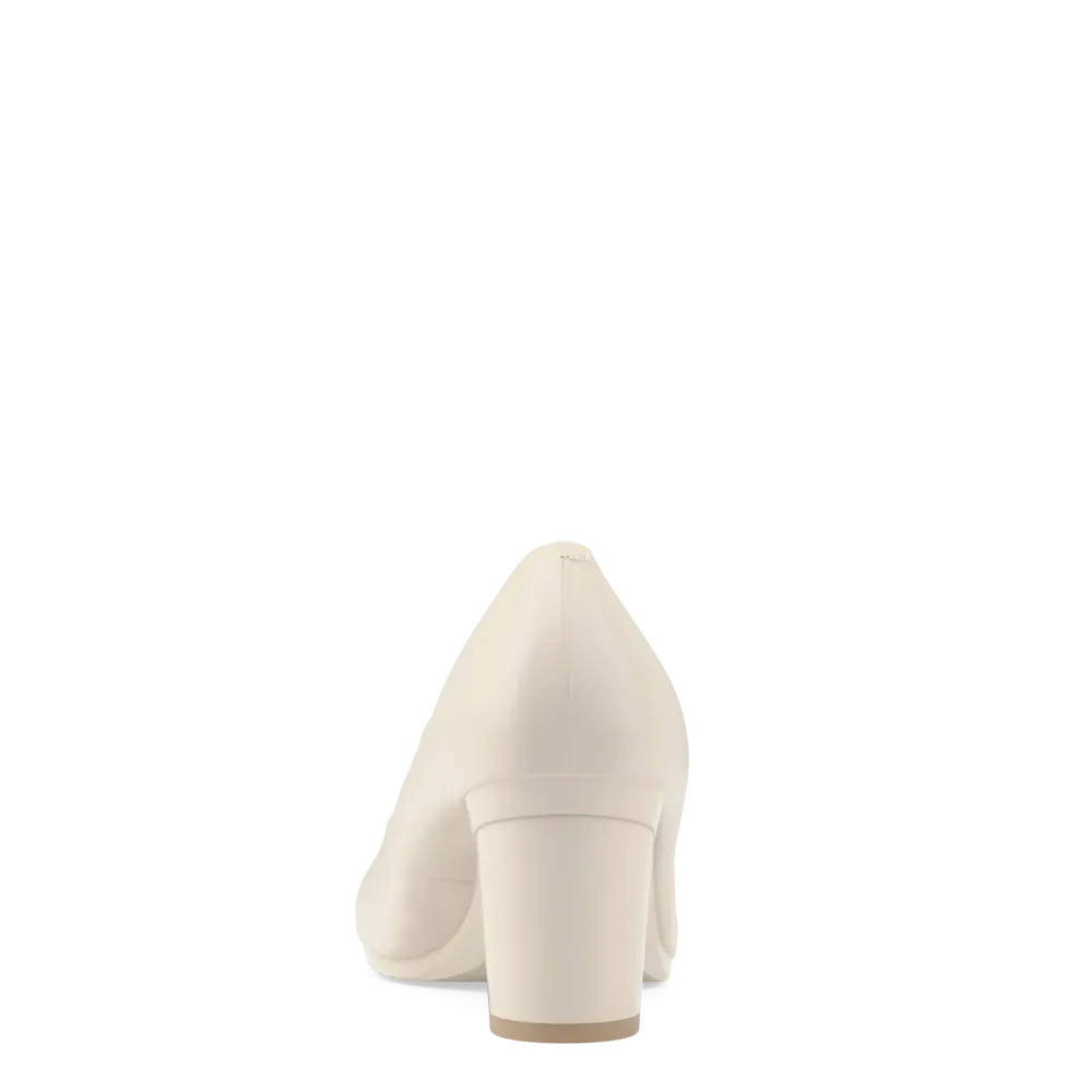 The Ballet Pump - Ivory Leather 3 Block