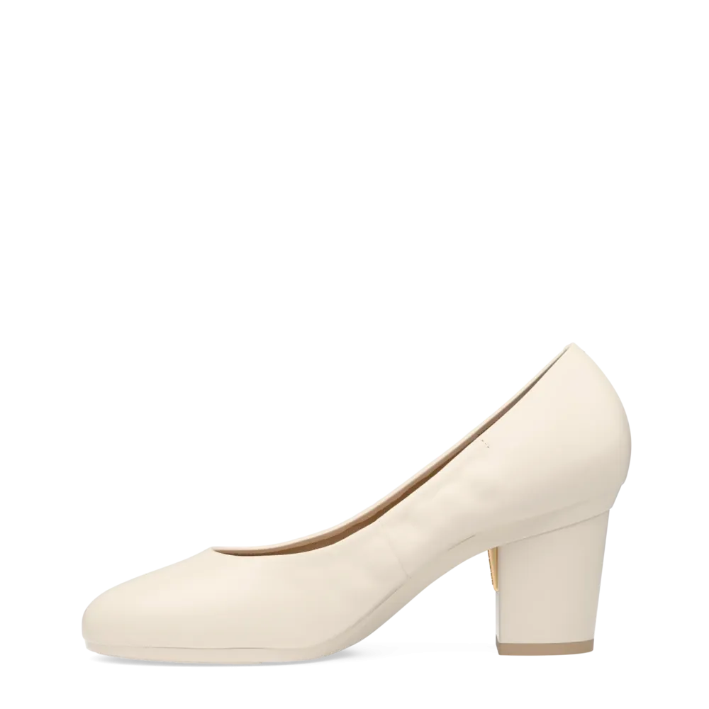 The Ballet Pump - Ivory Leather 3 Block