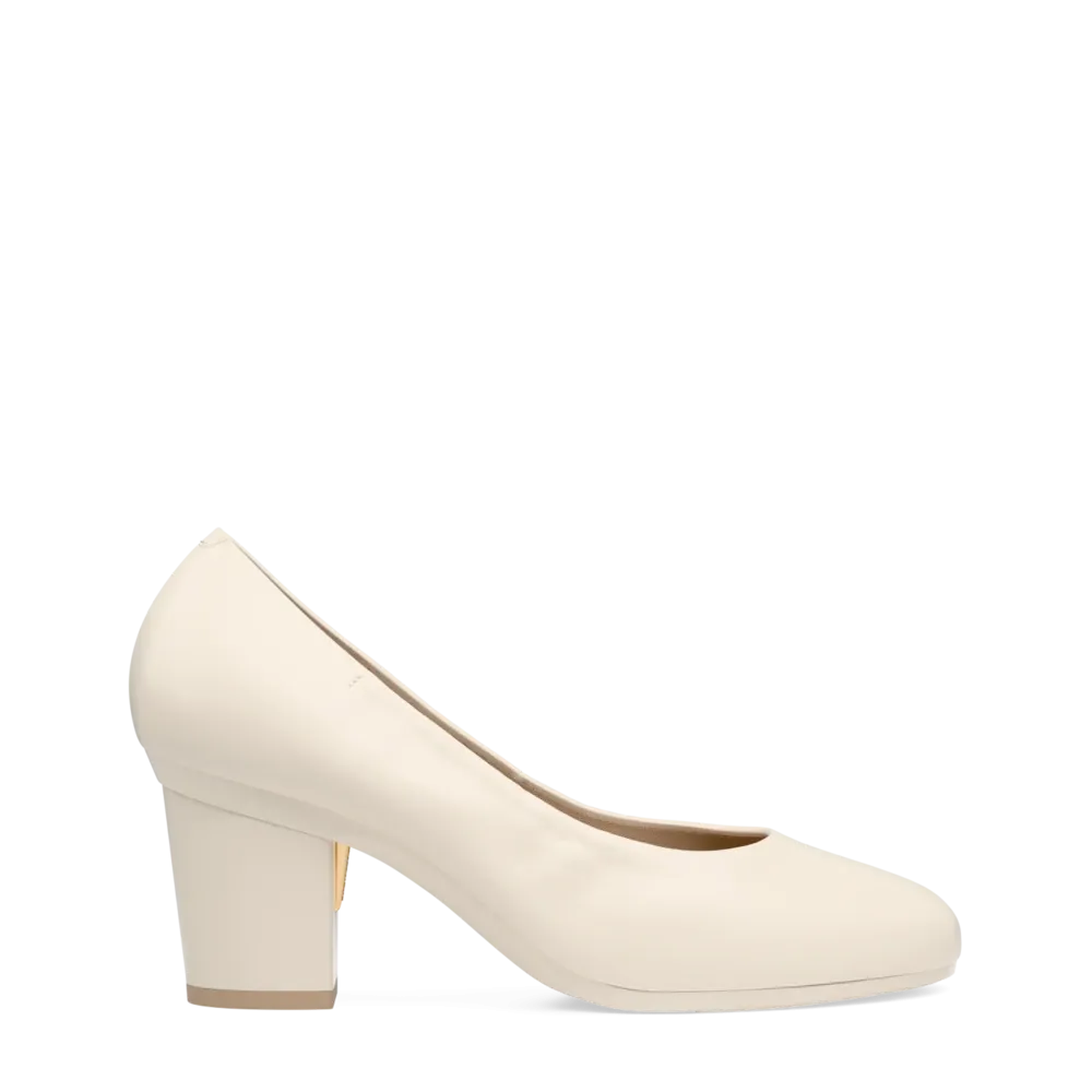The Ballet Pump - Ivory Leather 3 Block