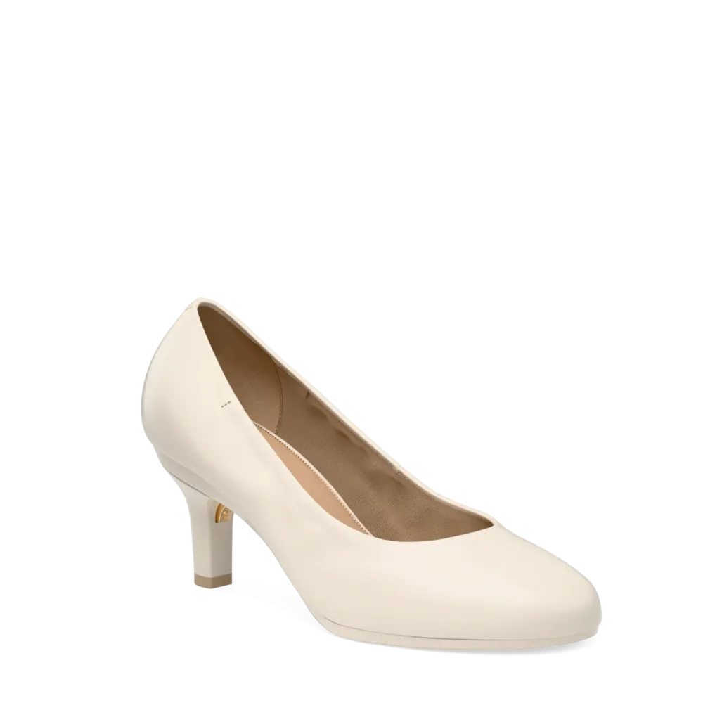 The Ballet Pump - Ivory Leather 3 Stiletto