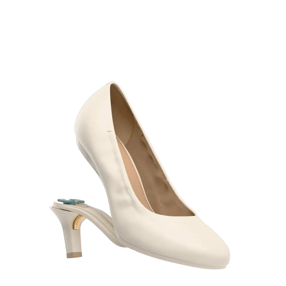 The Ballet Pump - Ivory Leather 3 Stiletto