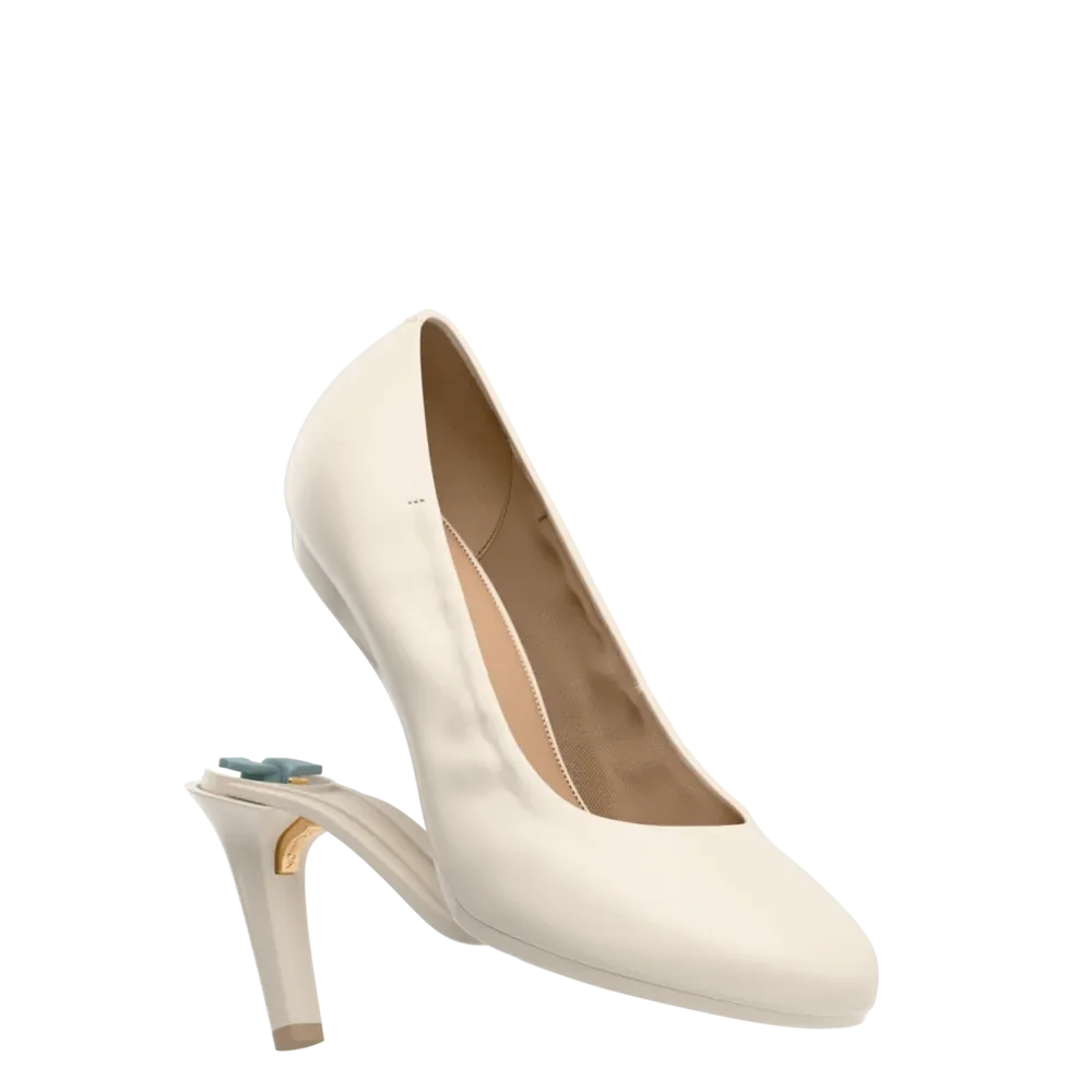 The Ballet Pump - Ivory Leather 4 Stiletto
