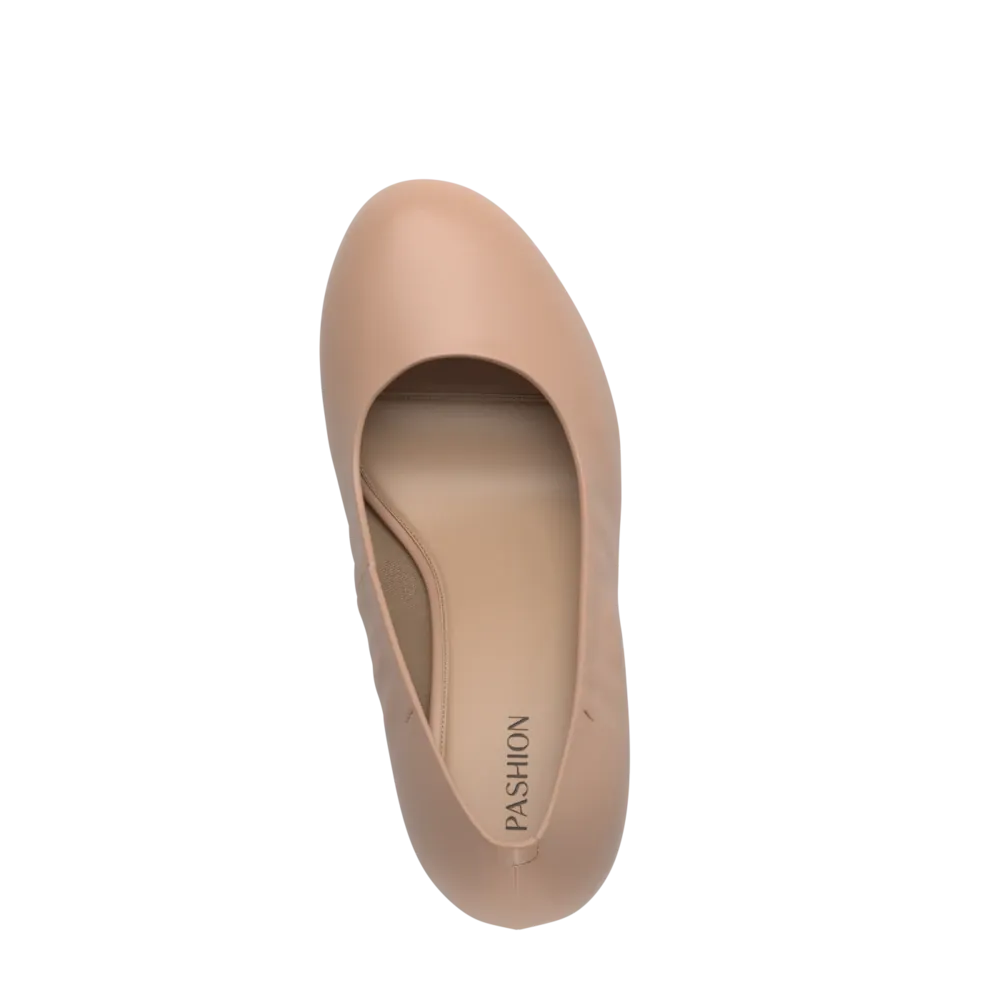 The Ballet Pump - Latte Stretch Leather Flat - FINAL SALE