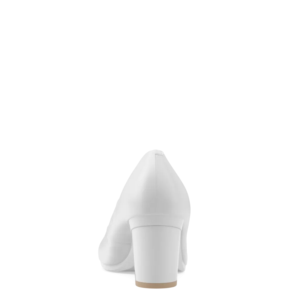 The Ballet Pump - White Leather 3 Block