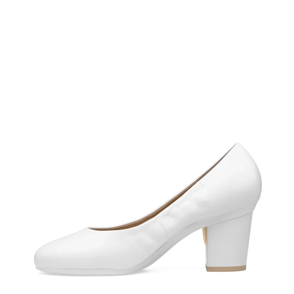 The Ballet Pump - White Leather 3 Block