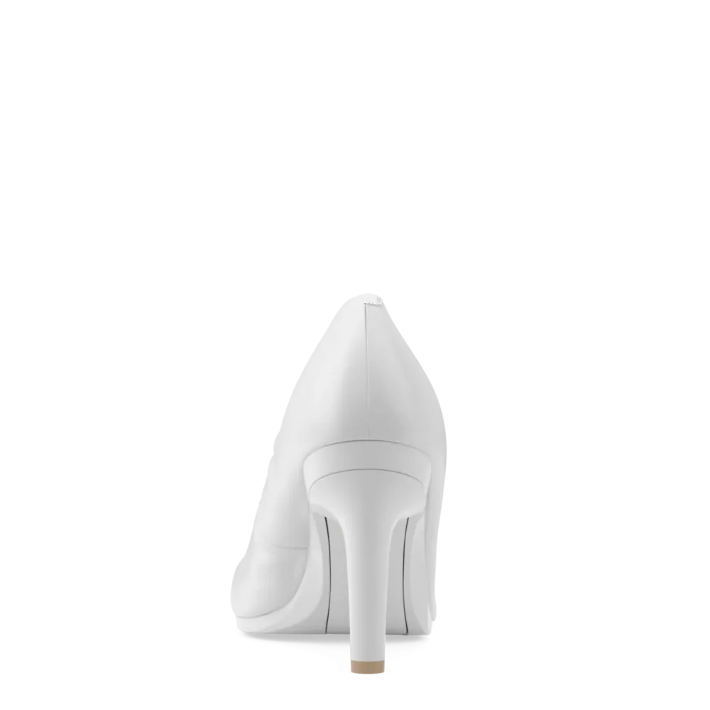 The Pump - White Leather 4 Stiletto