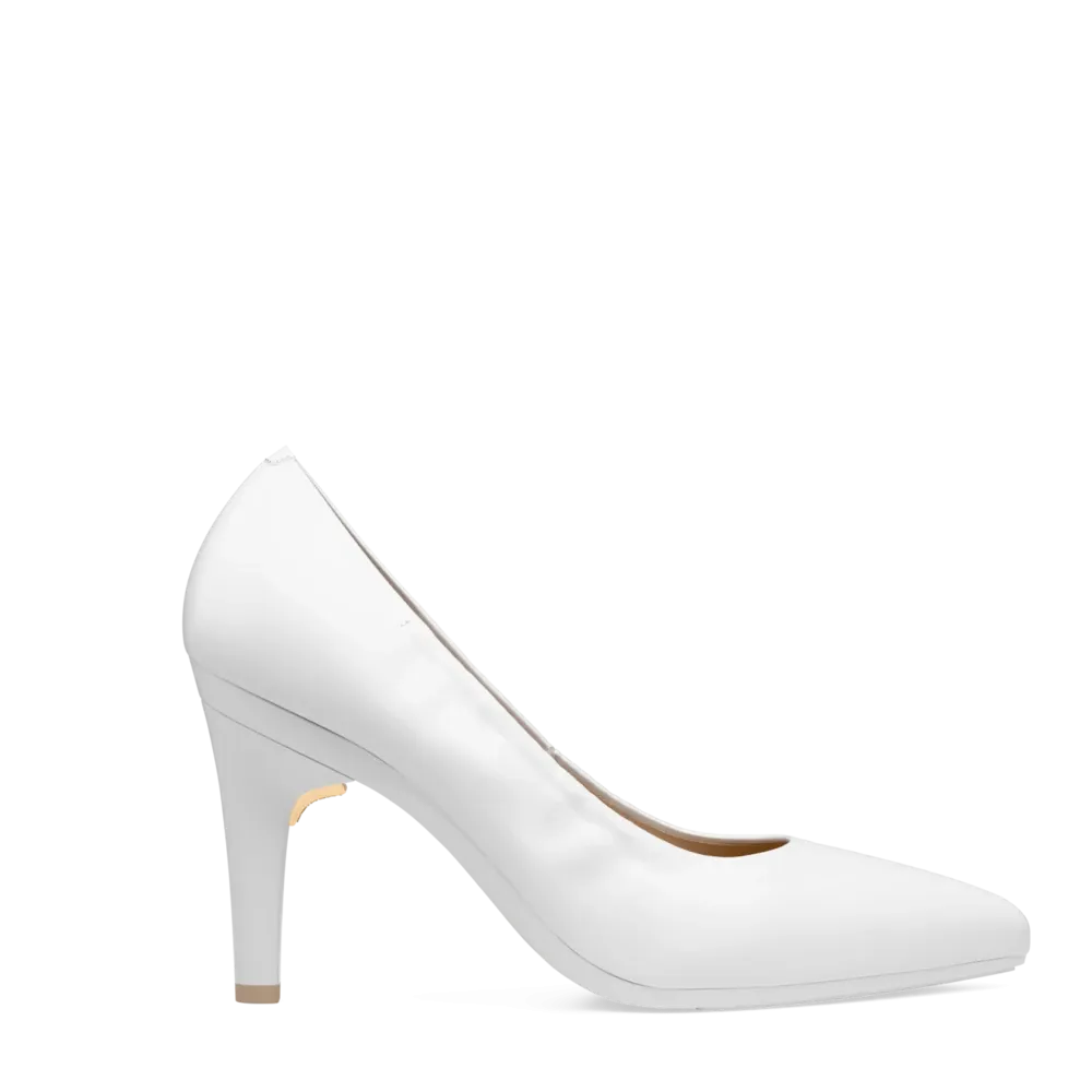 The Pump - White Leather 4 Stiletto