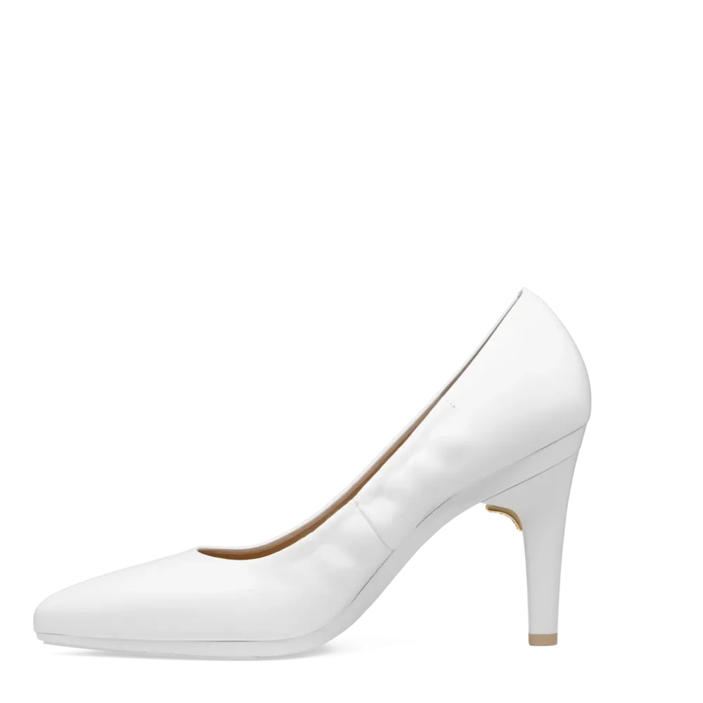 The Pump - White Leather 4 Stiletto