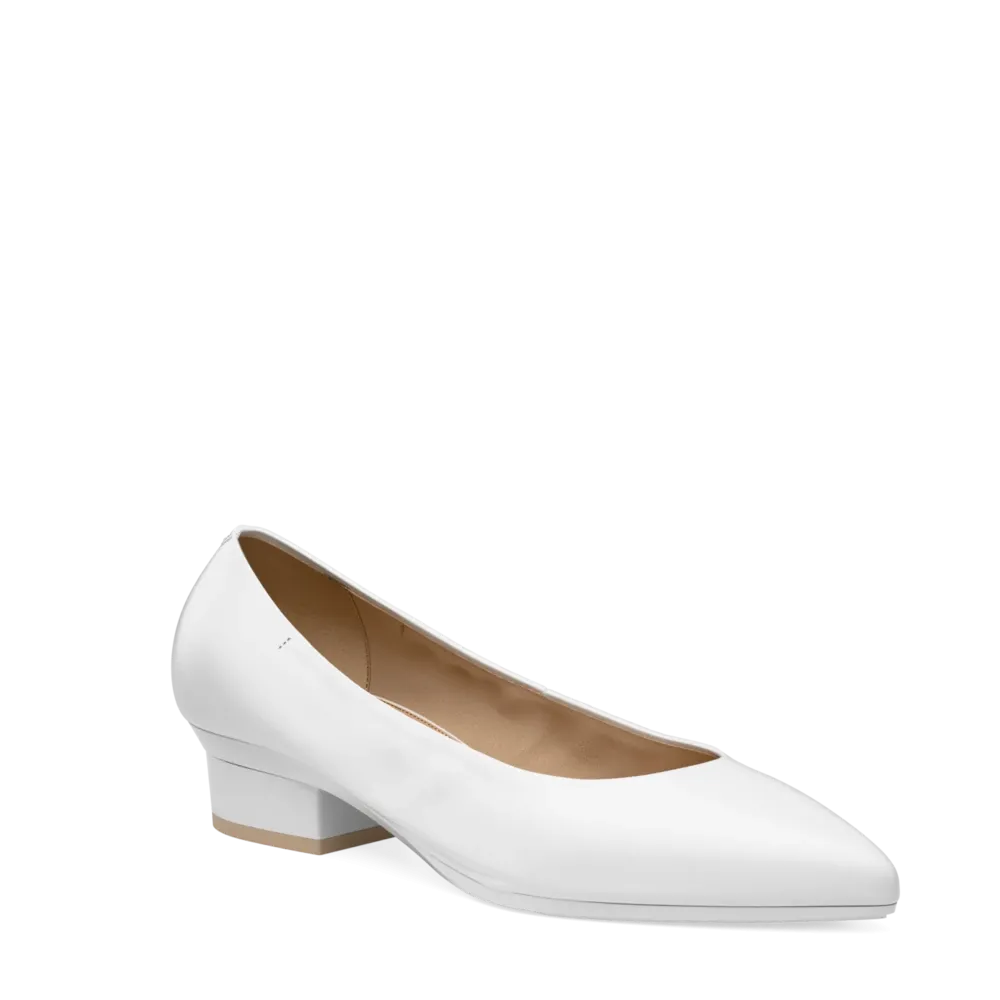 The Pump - White Leather 4 Stiletto